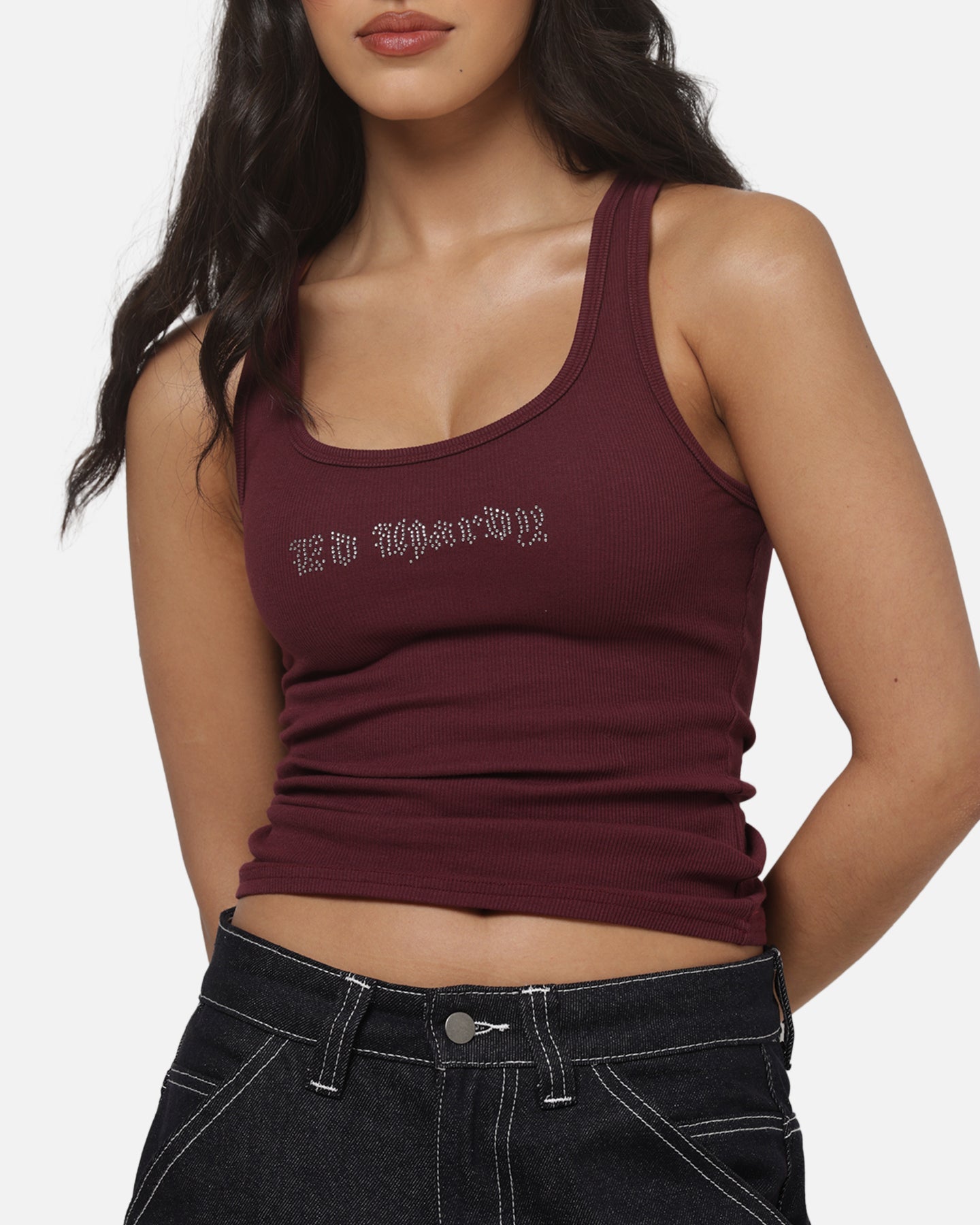 Ed Hardy Women's Signature Rhinestone Tank Plum