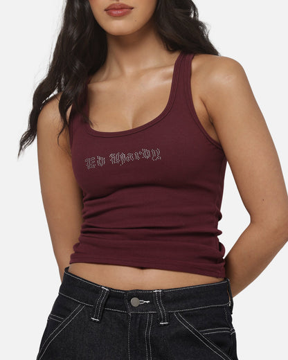 Ed Hardy Women's Signature Rhinestone Tank Plum