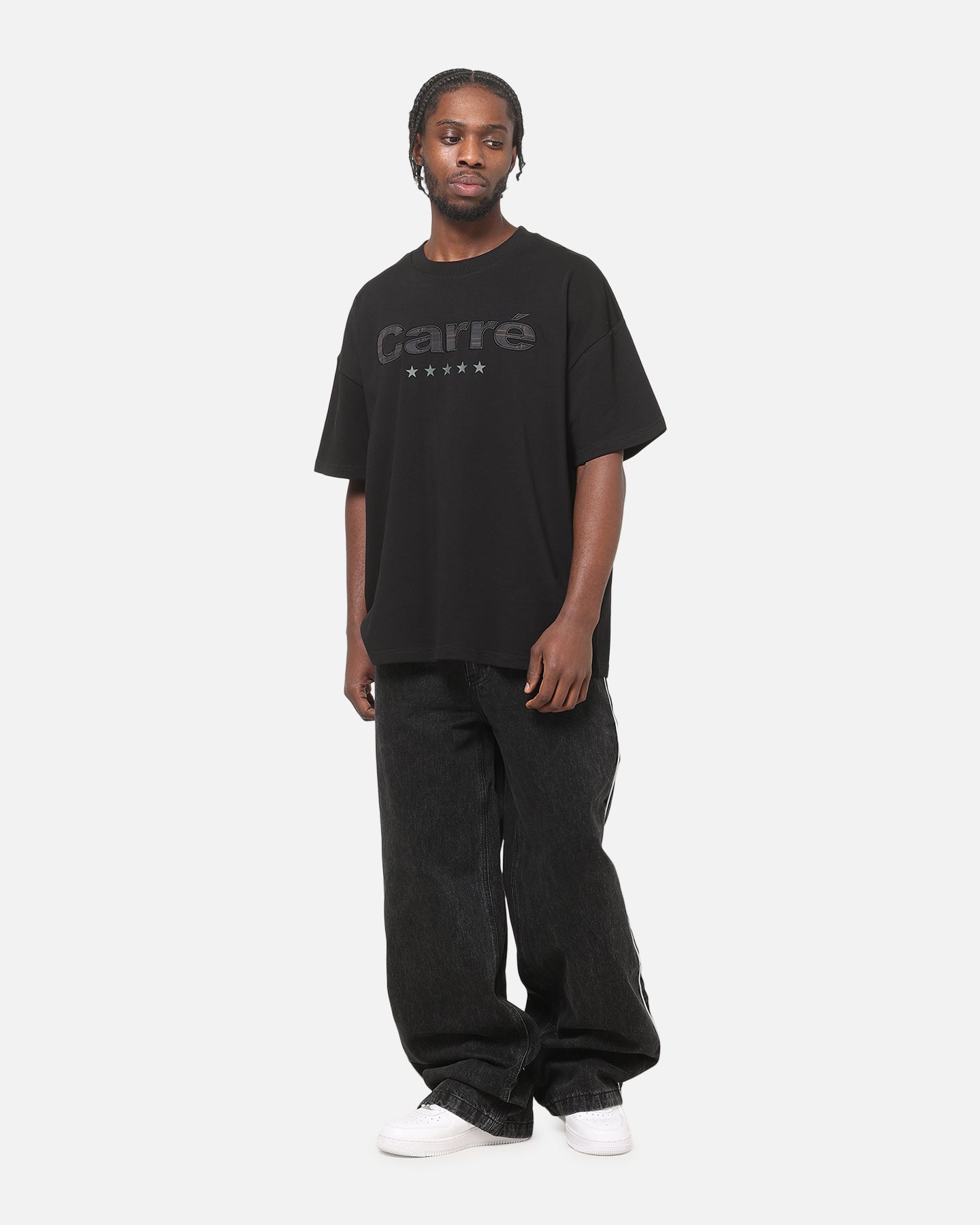 Carre Applique T-Shirt Solid Black