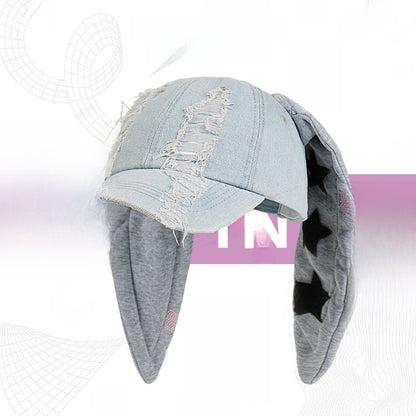 Trendy Rabbit Ear Denim Baseball Cap