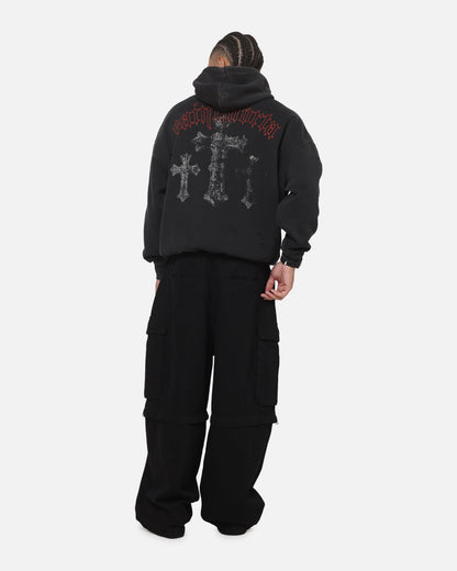 Saint Morta Graves Boxy Hoodie Washed Black