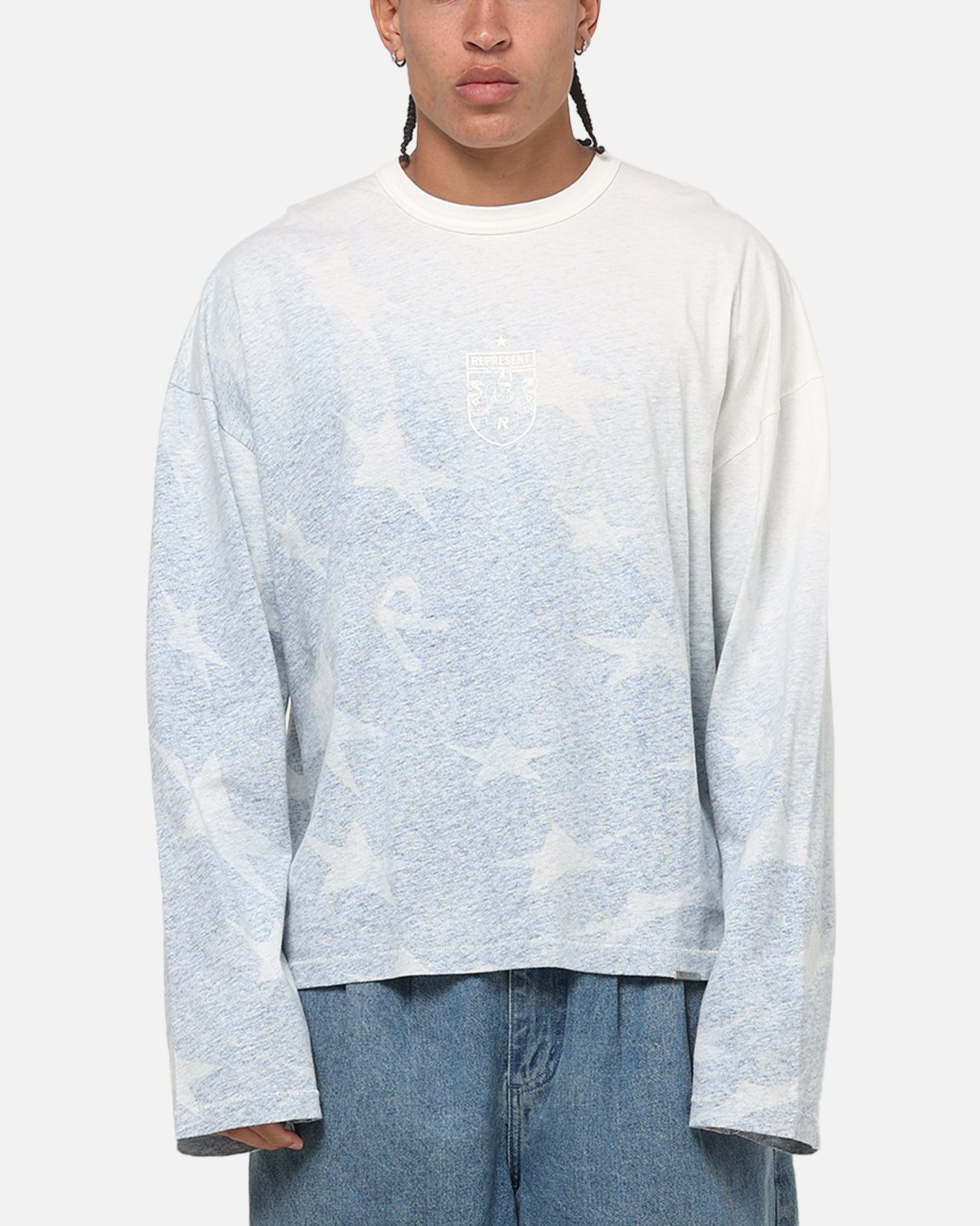 Represent USA Football Long Sleeve T-Shirt Washed Blue