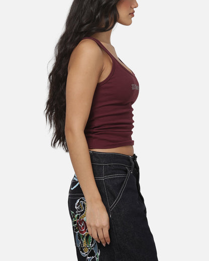 Ed Hardy Women's Signature Rhinestone Tank Plum