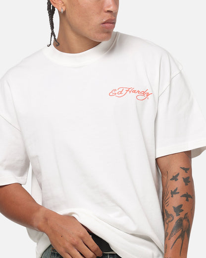 Ed Hardy Floral Skull T-Shirt Off White