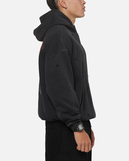 Saint Morta Graves Boxy Hoodie Washed Black