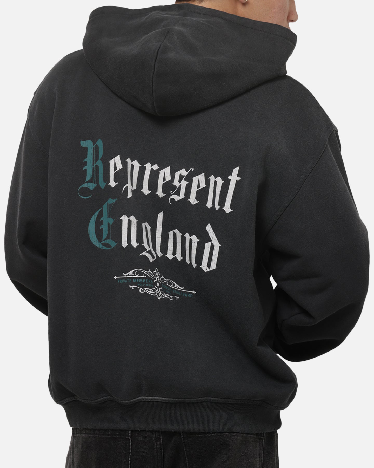 Represent Private Members Hoodie Stained Black