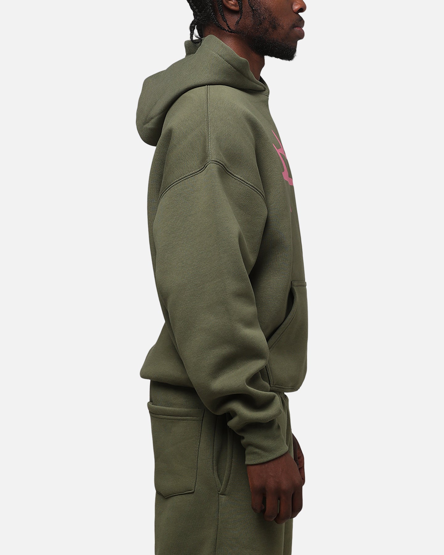 Loiter Hybrid Premium Hoodie Olive/Pink