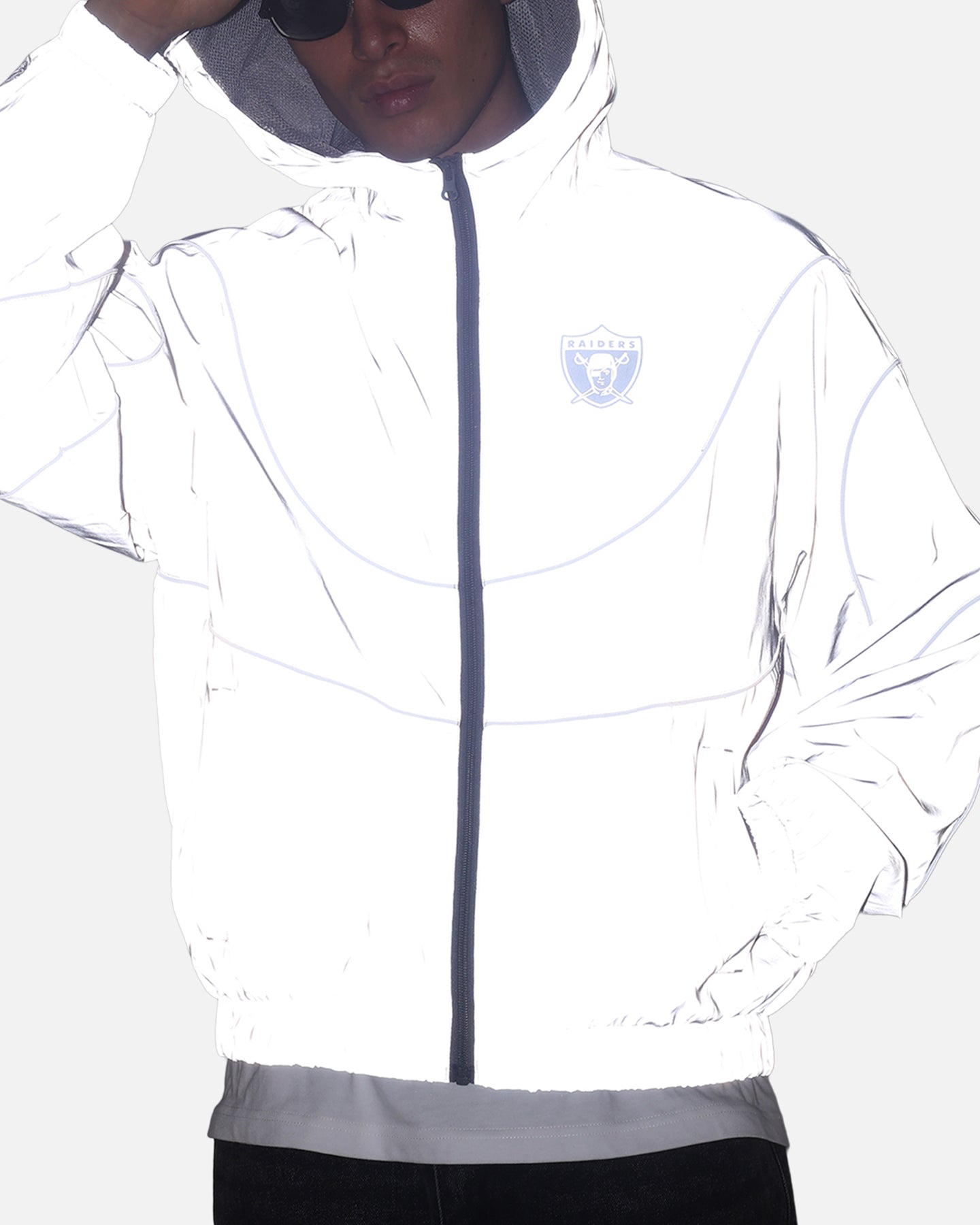 Mitchell & Ness Las Vegas Raiders Nylon Tracksuit Jacket Grey