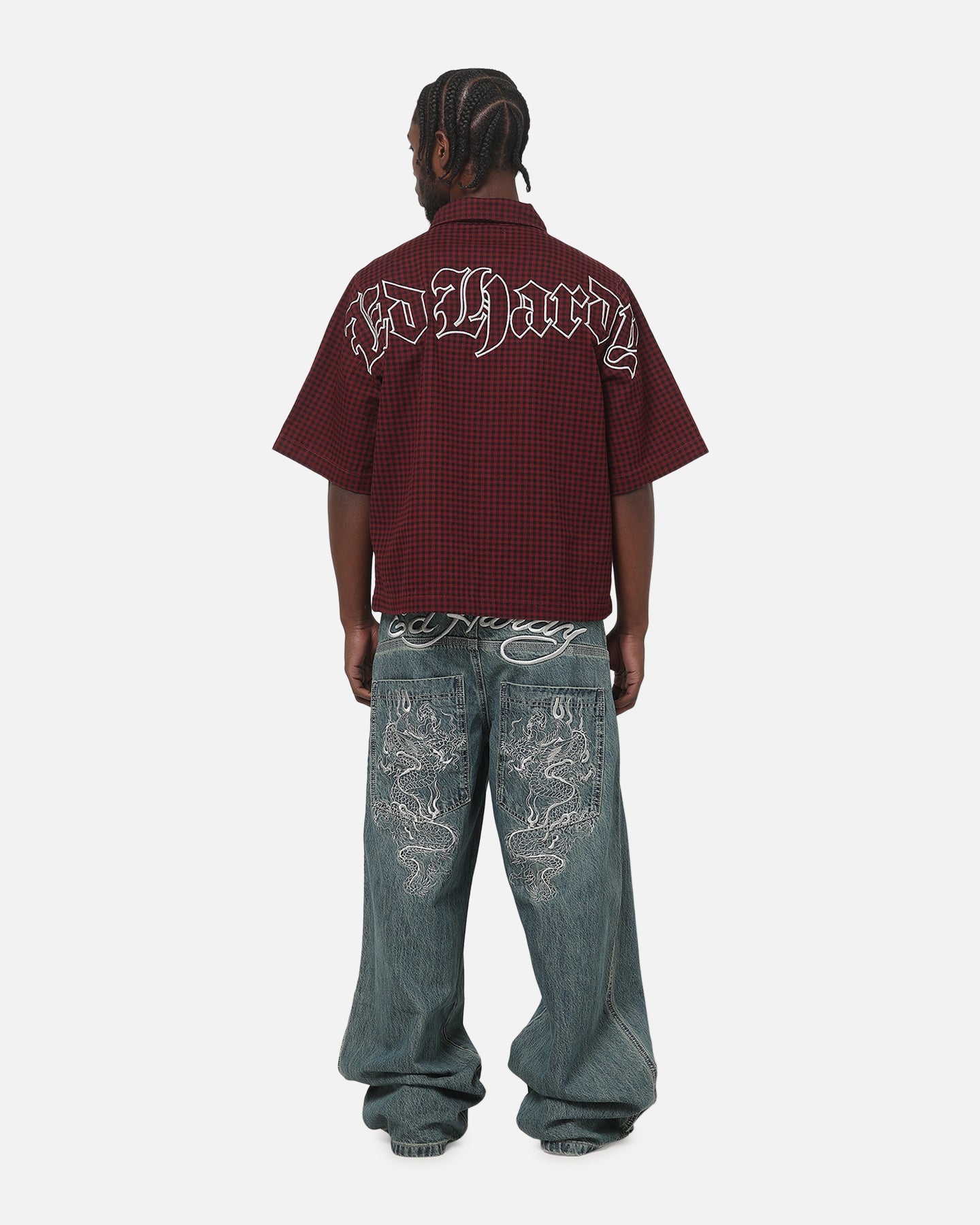 Ed Hardy Ghost Tattoo Button Up Shirt Plum