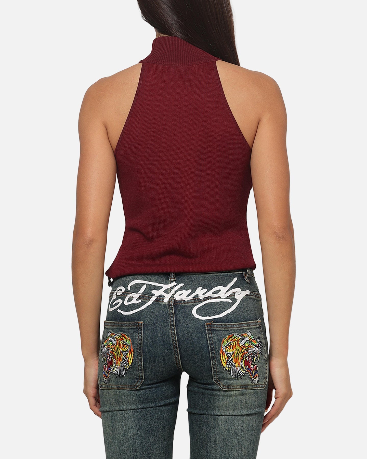 Ed Hardy Women's Dragon Knitted Top Plum
