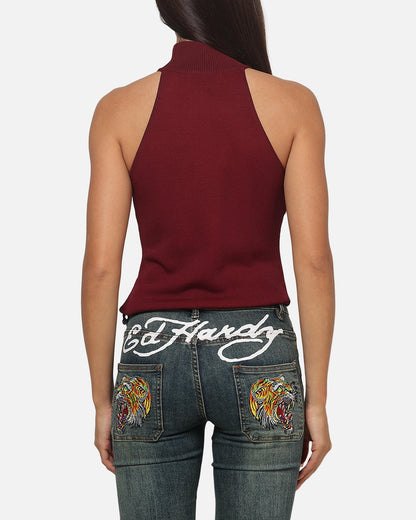 Ed Hardy Women's Dragon Knitted Top Plum