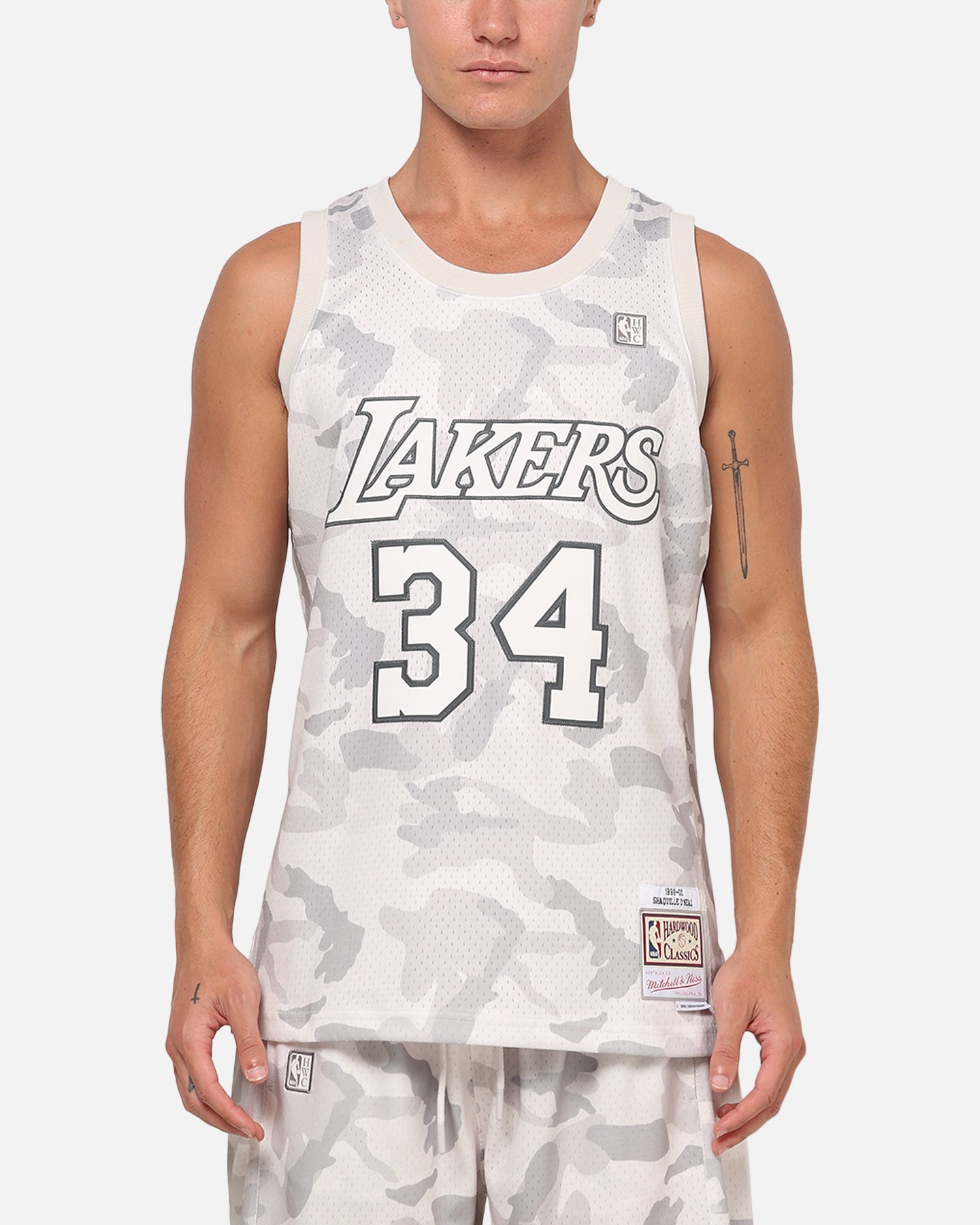 Mitchell & Ness Los Angeles Lakers Shaquille O'Neal #34 Snow Camo Energy Swingman Jersey Vintage White