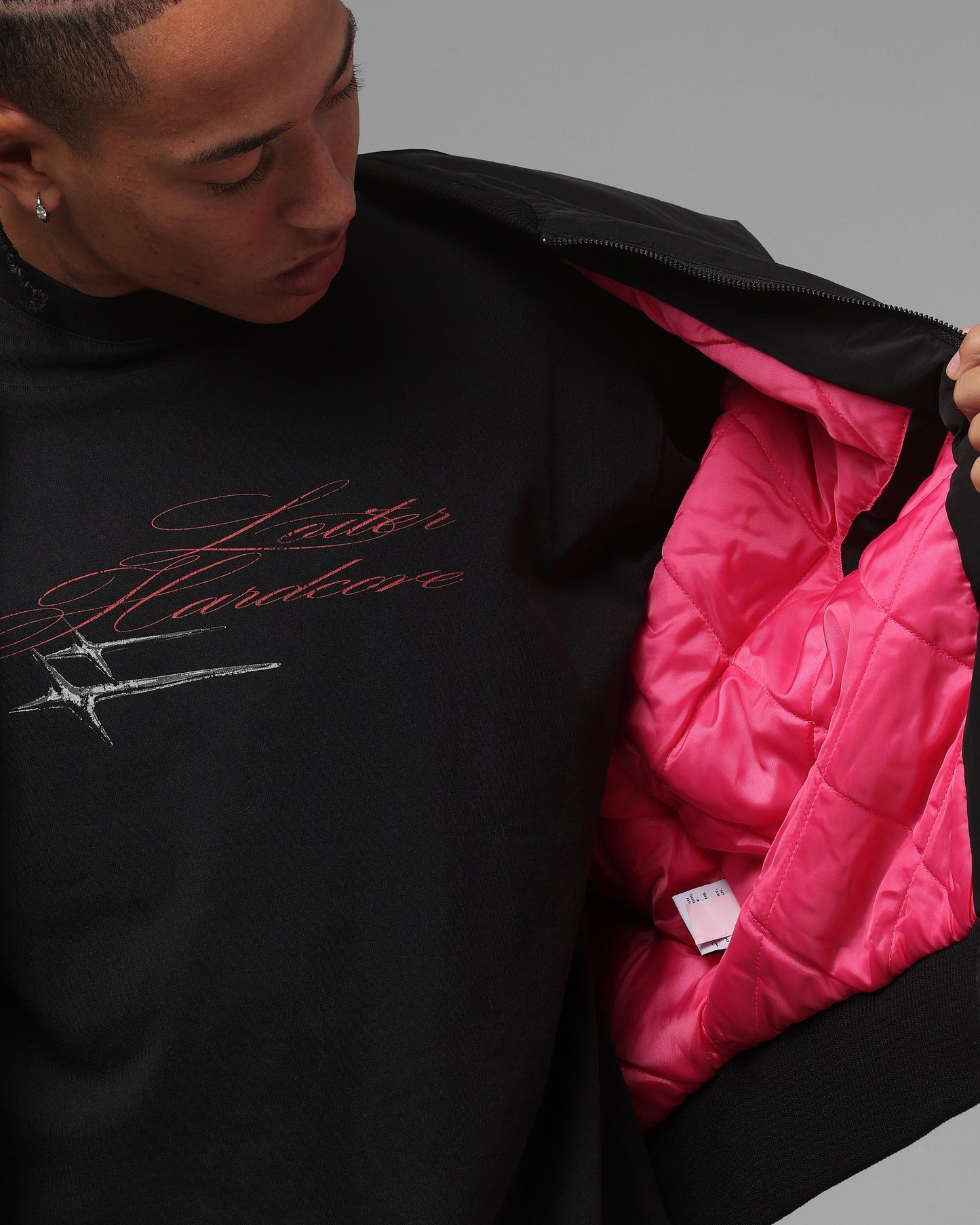 Loiter Hybrid Cropped Bomber Jacket Black