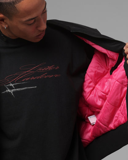 Loiter Hybrid Cropped Bomber Jacket Black