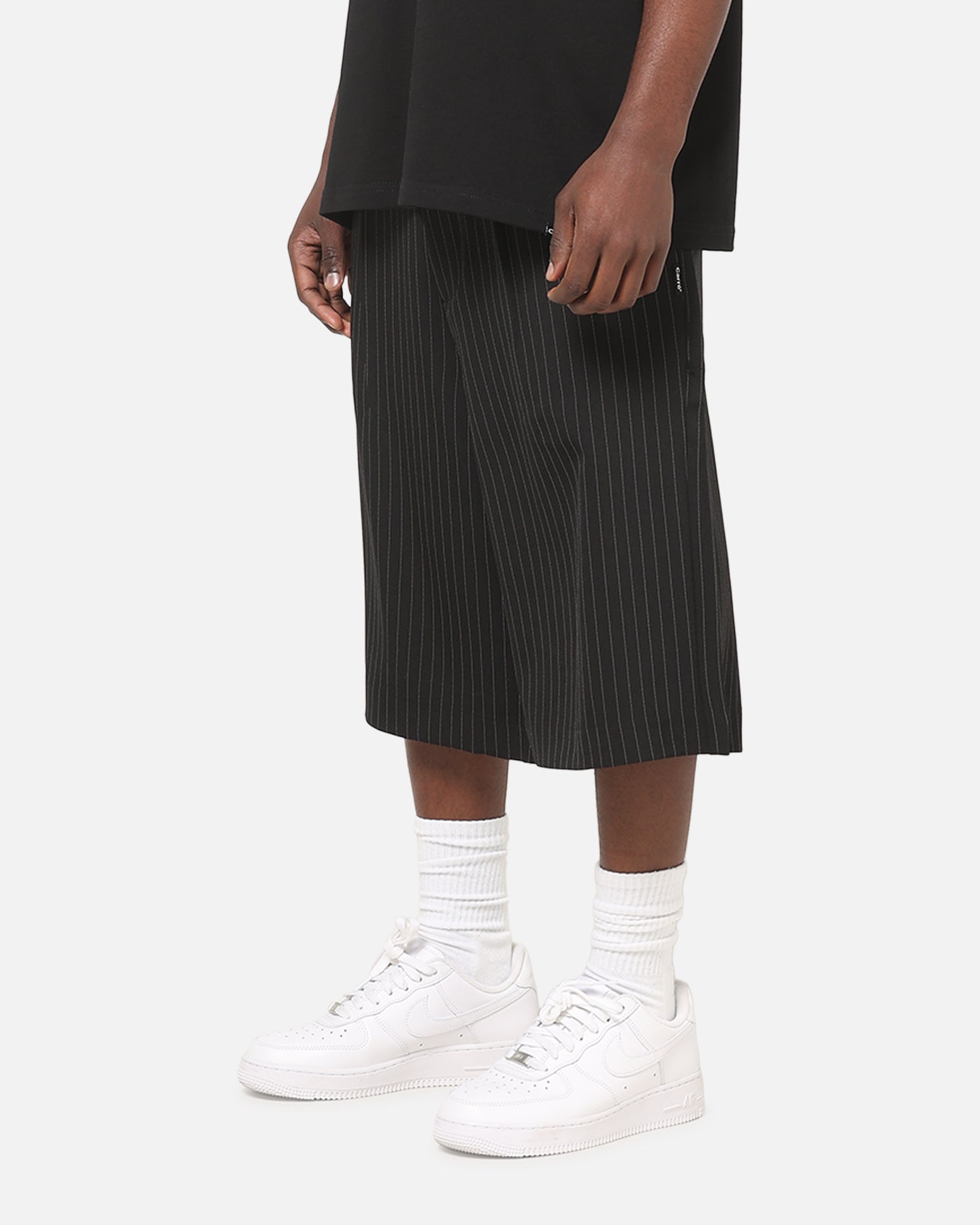 Carre Heritage Pleated Shorts Black Pinstripe