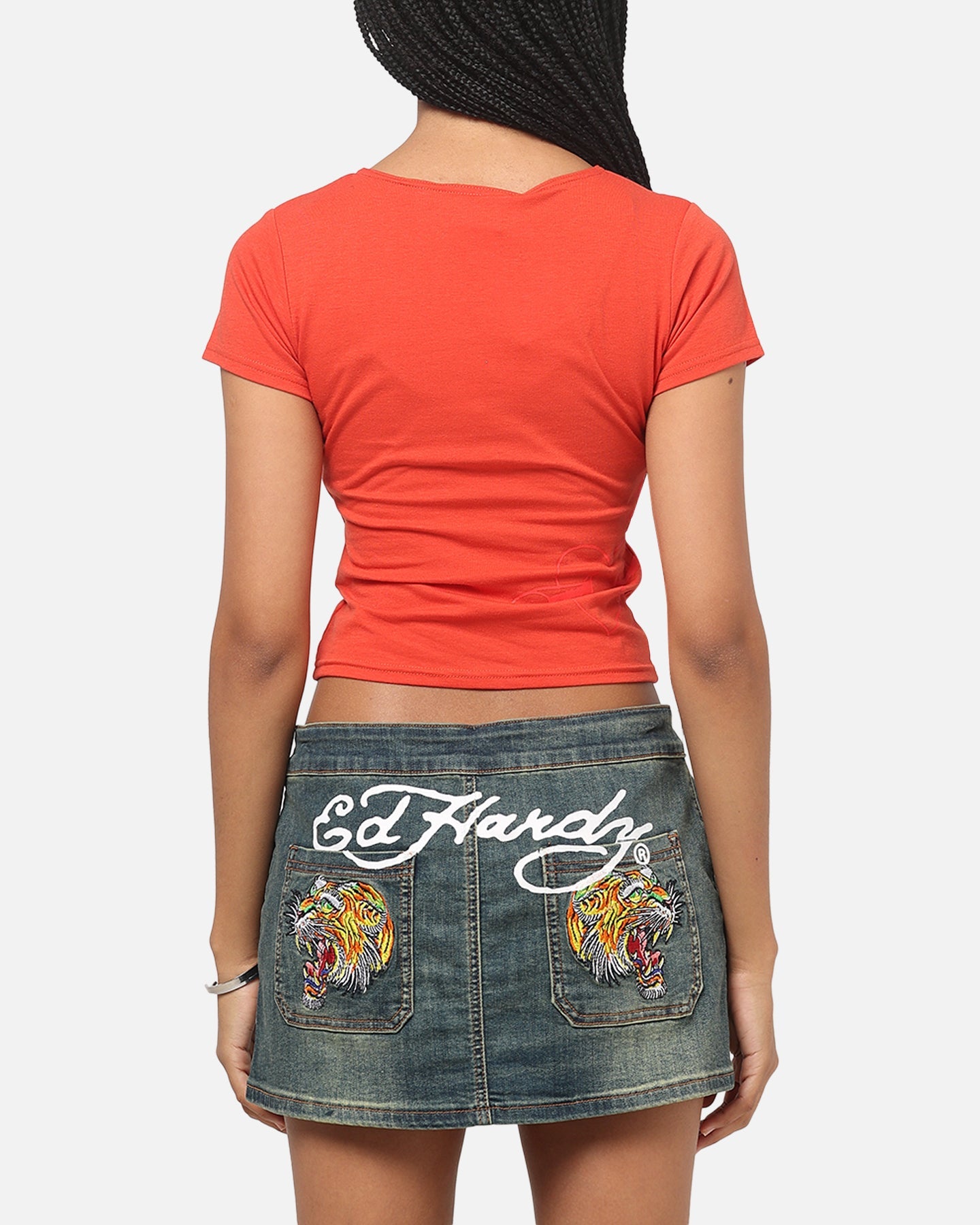 Ed Hardy Women's Rose Heart Baby T-Shirt Red/Black