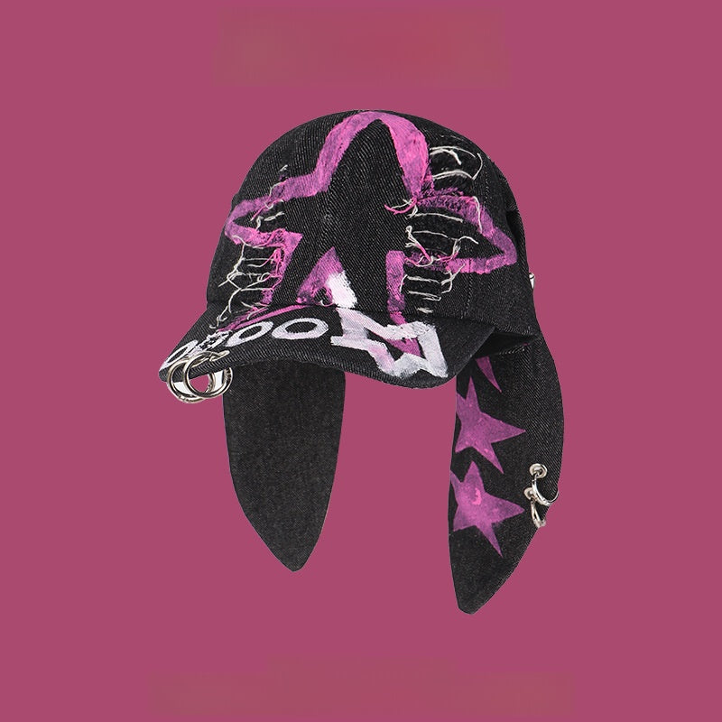 Trendy Rabbit Ear Denim Baseball Cap