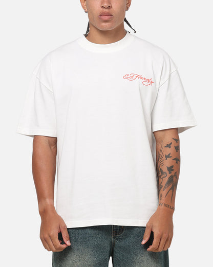 Ed Hardy Floral Skull T-Shirt Off White