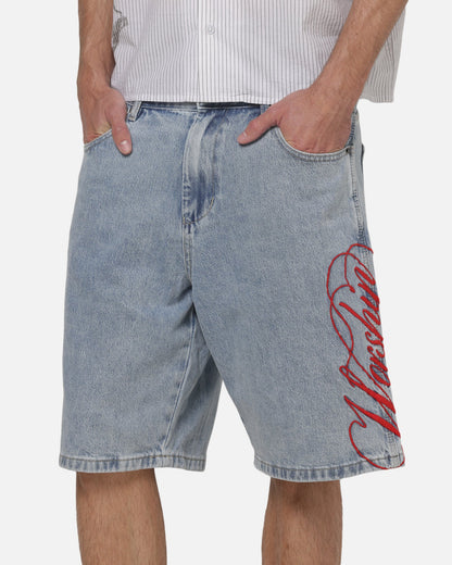 Worship Scripted Big Dawg Jean Shorts Worn Blue