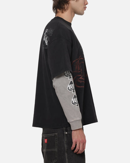 Worship Catharsis Box Crop Long Sleeve T-Shirt Washed Black