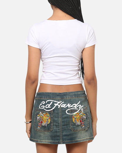 Ed Hardy Women's Phoenix Rose Baby T-Shirt White