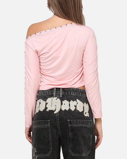 Ed Hardy Women's Hooked Aline Long Sleeve T-Shirt Pink