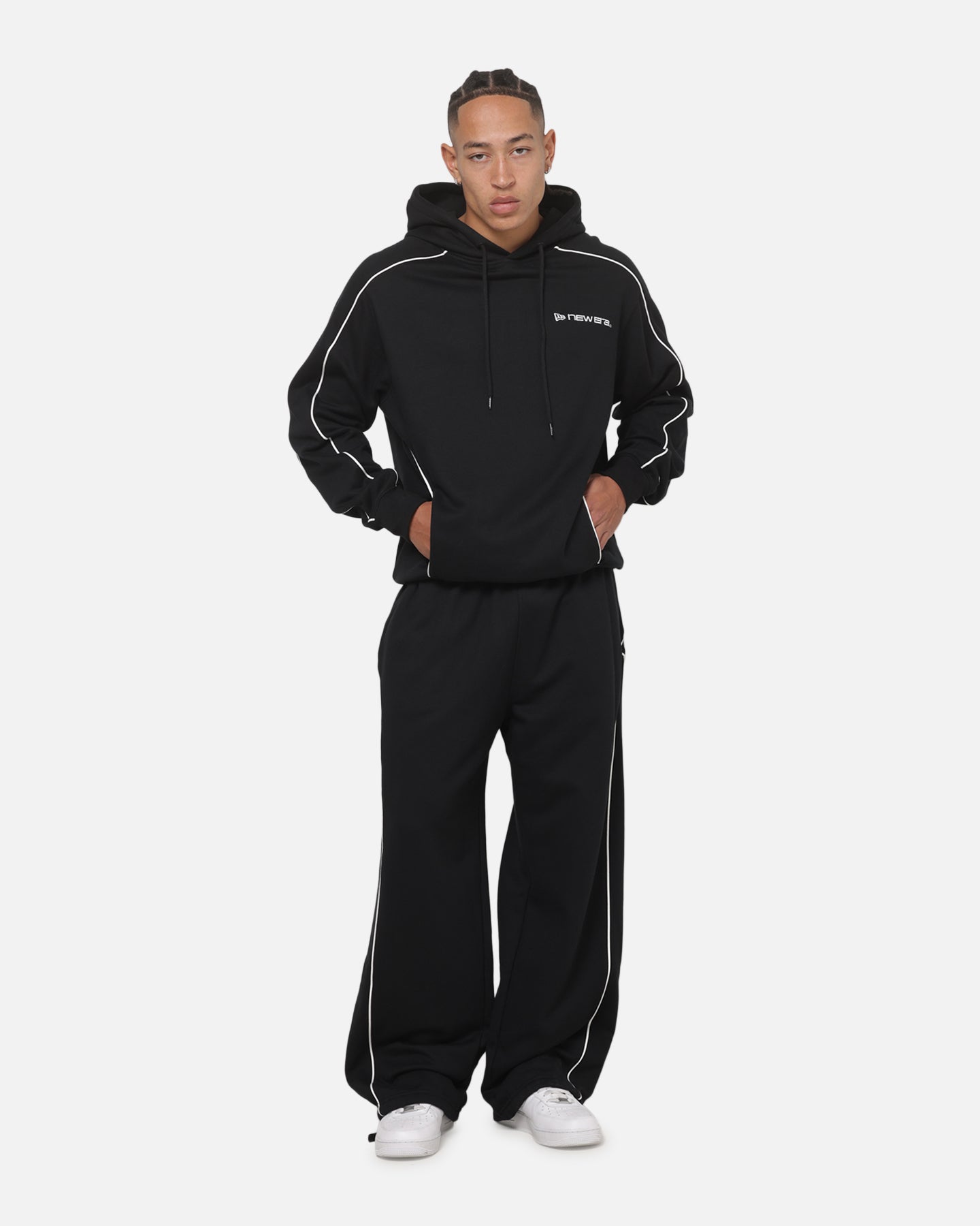 New Era Wide Leg Trackpants Black
