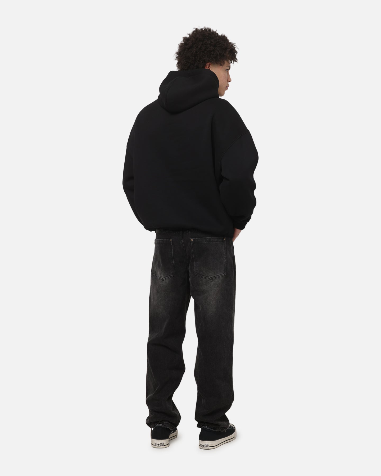 Carre Illusion Hoodie Solid Black