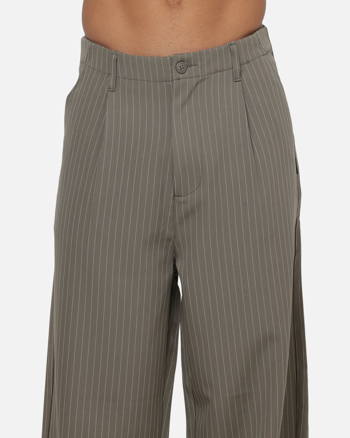 Carre Heritage Pleated Pants Sage Pinstripe