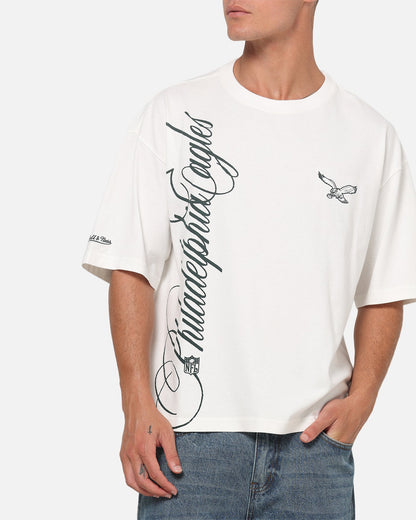 Mitchell & Ness Philadelphia Eagles Star Script Boxy T-Shirt Vintage White