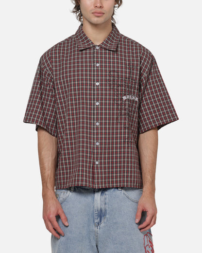 Worship Catharsis Box Crop Shirt Red Check