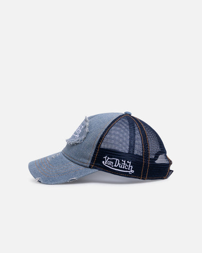 Von Dutch Destroyed Denim Trucker Strapback Denim