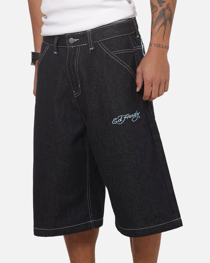 Ed Hardy Serpent Jorts Indigo