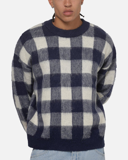 Carre Ombre Knitted Jumper Navy Plaid