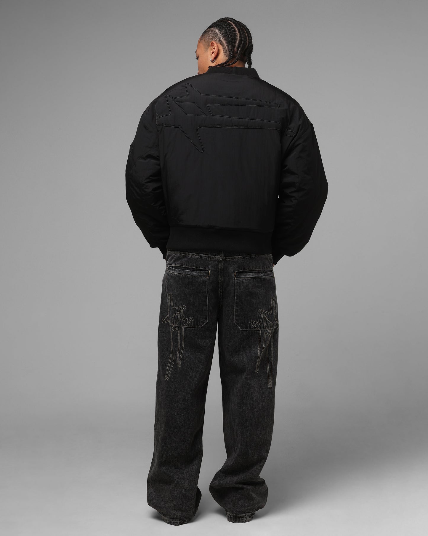 Loiter Hybrid Cropped Bomber Jacket Black