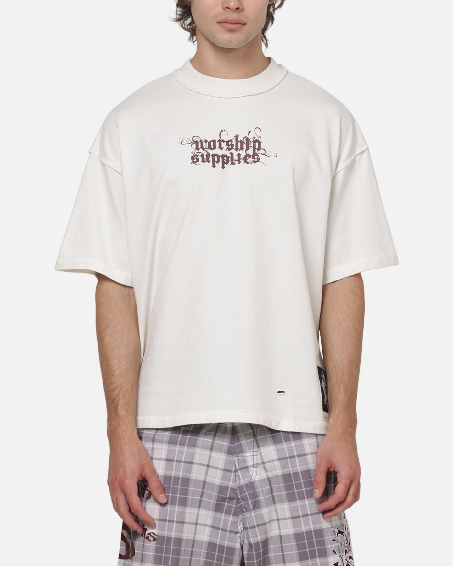 Worship Restraint Box Crop Reverse T-Shirt Coconut Milk