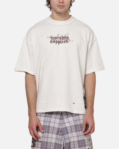 Worship Restraint Box Crop Reverse T-Shirt Coconut Milk