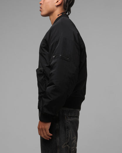Loiter Hybrid Cropped Bomber Jacket Black