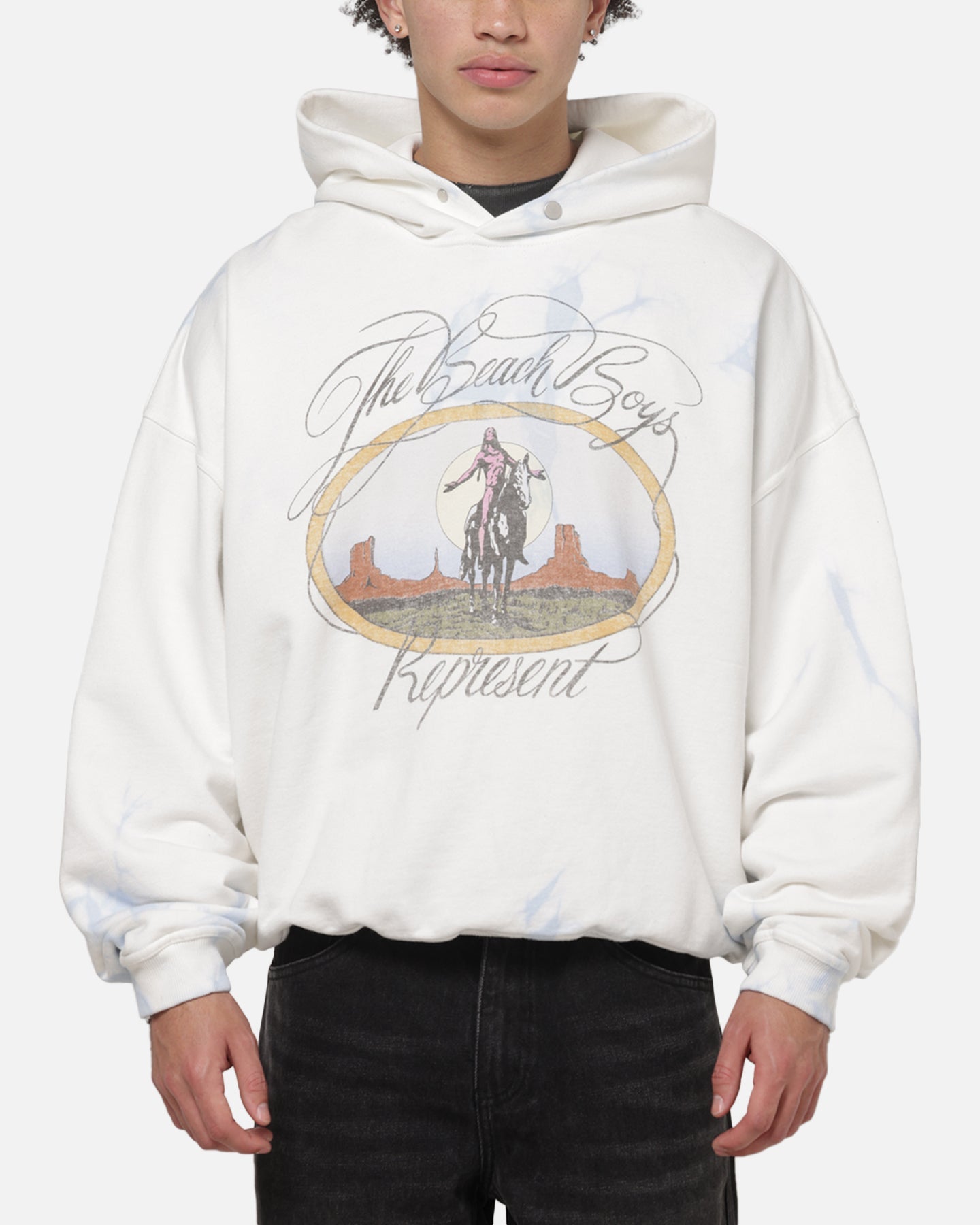 Represent Beach Boys Script Hoodie Blue Tie Dye