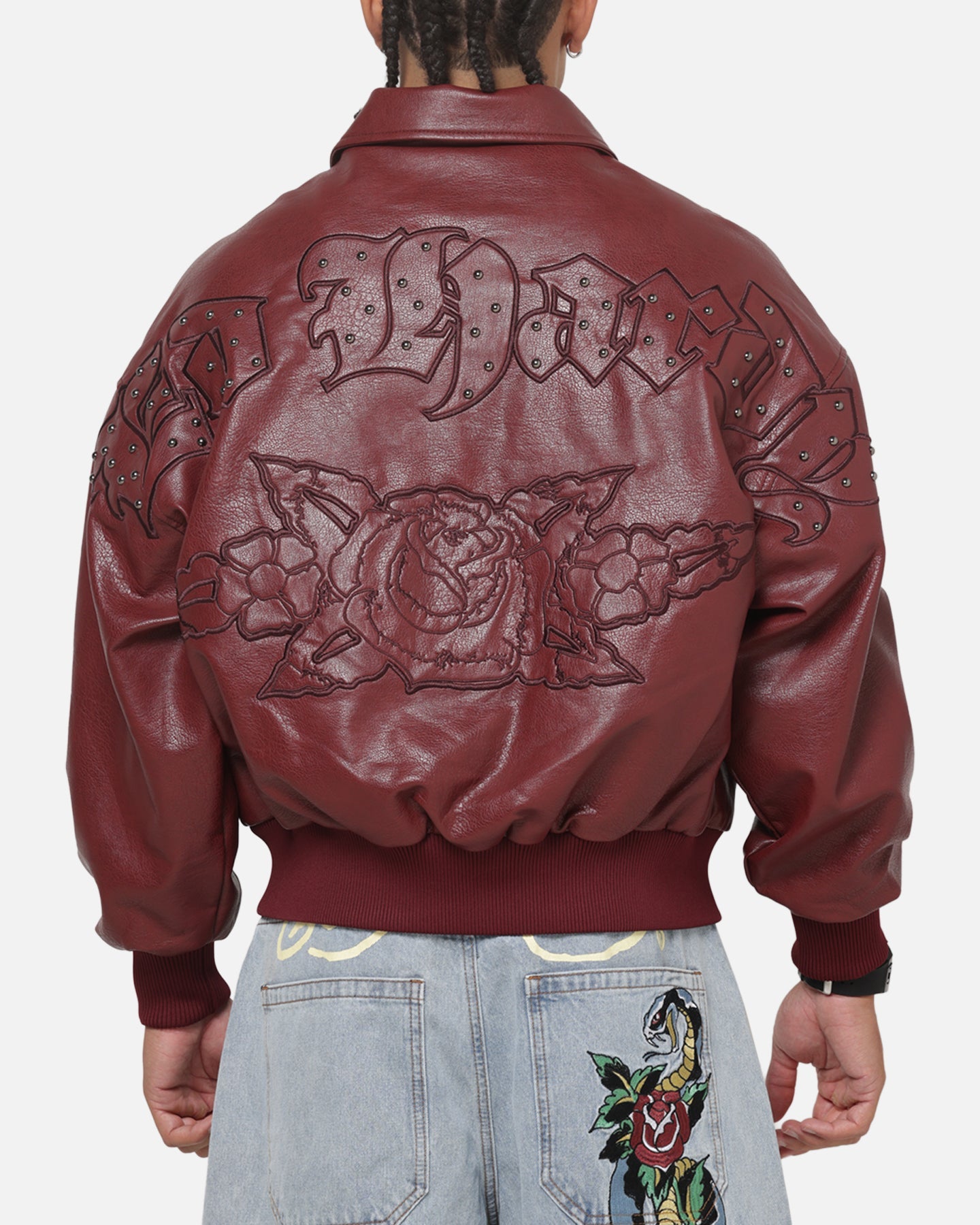 Ed Hardy Studded Bomber Jacket Red