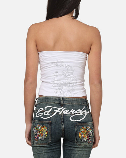 Ed Hardy Women's Dragon Boob Tube White