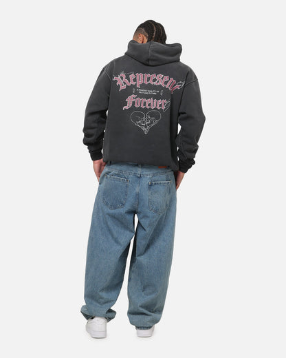 Represent Duality Hoodie Washed Black