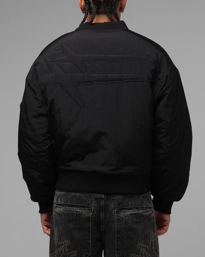 Loiter Hybrid Cropped Bomber Jacket Black