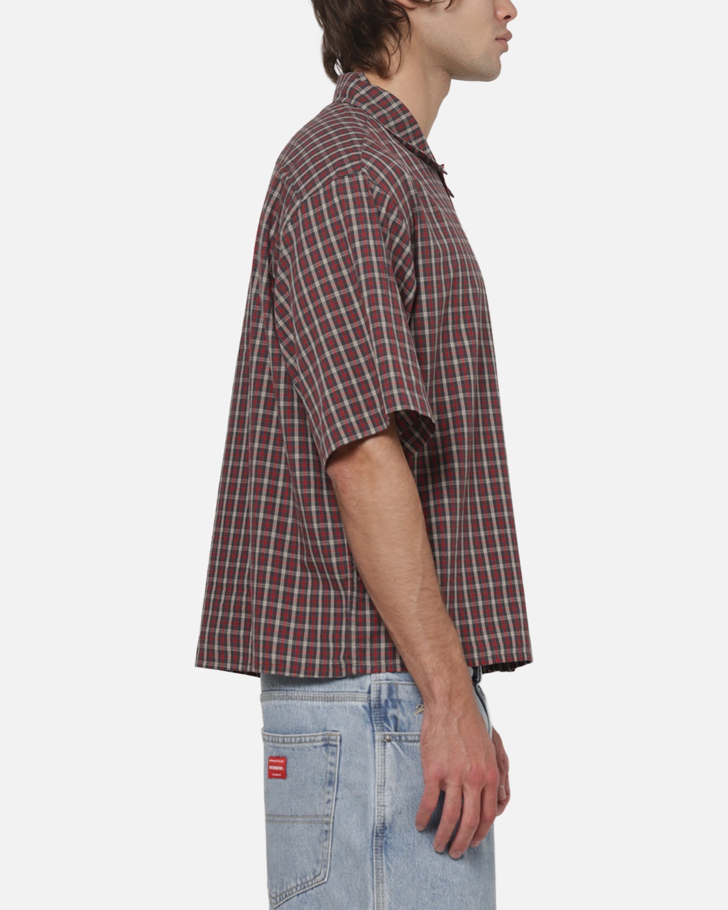 Worship Catharsis Box Crop Shirt Red Check
