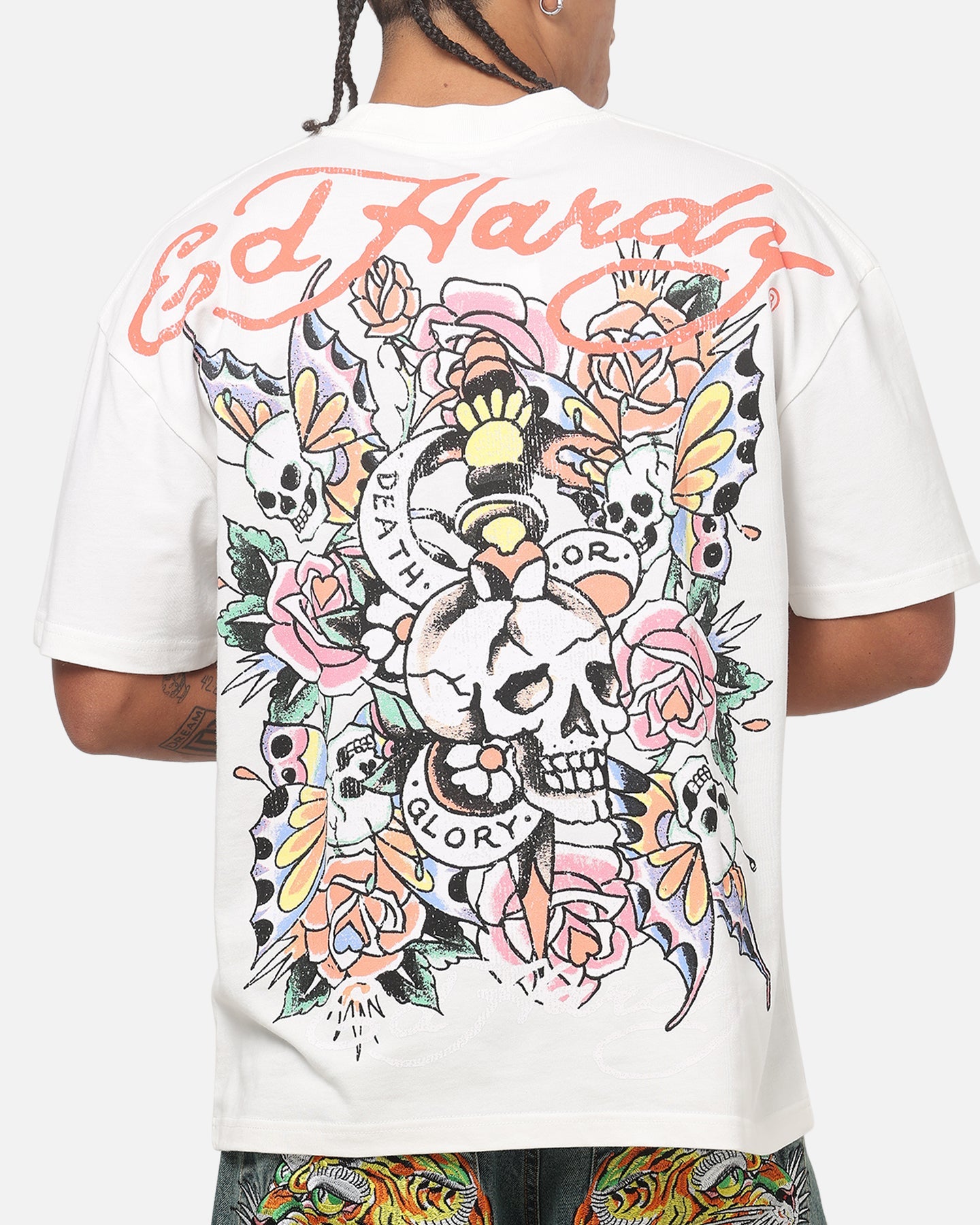 Ed Hardy Floral Skull T-Shirt Off White