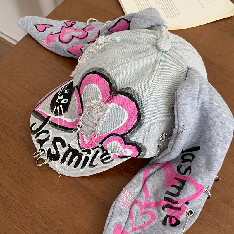 Trendy Rabbit Ear Denim Baseball Cap