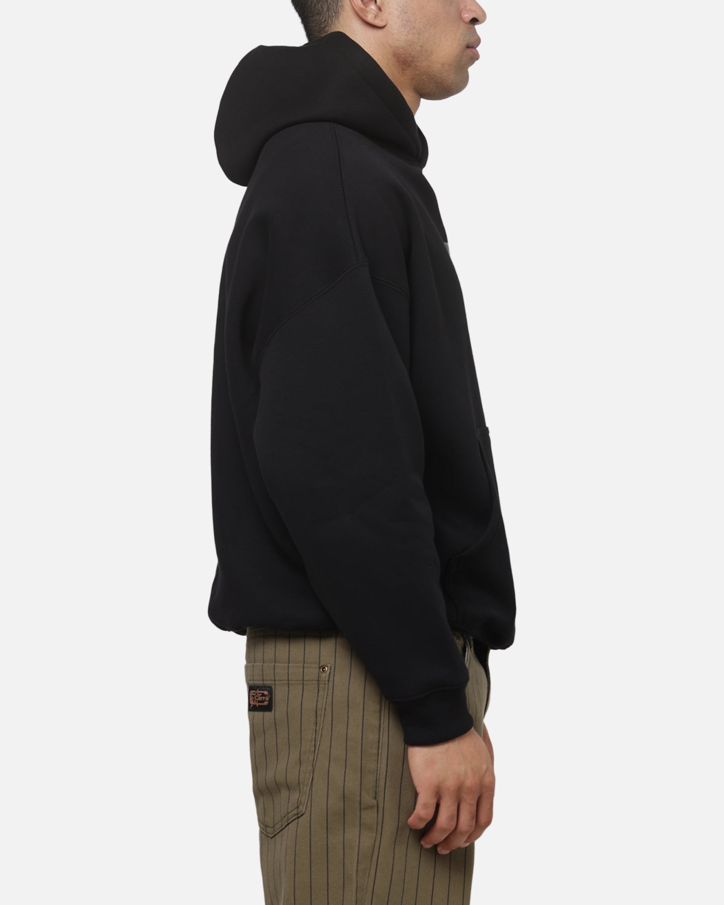 Carre Box Check Hoodie Solid Black