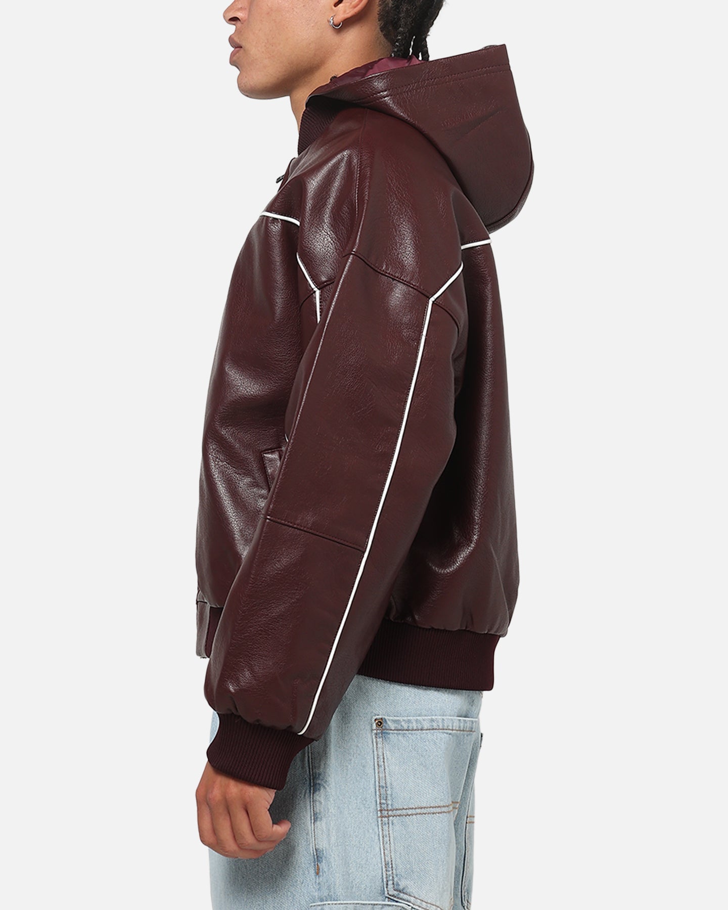 Carre Velocity Vegan Leather Bomber Jacket Burgundy