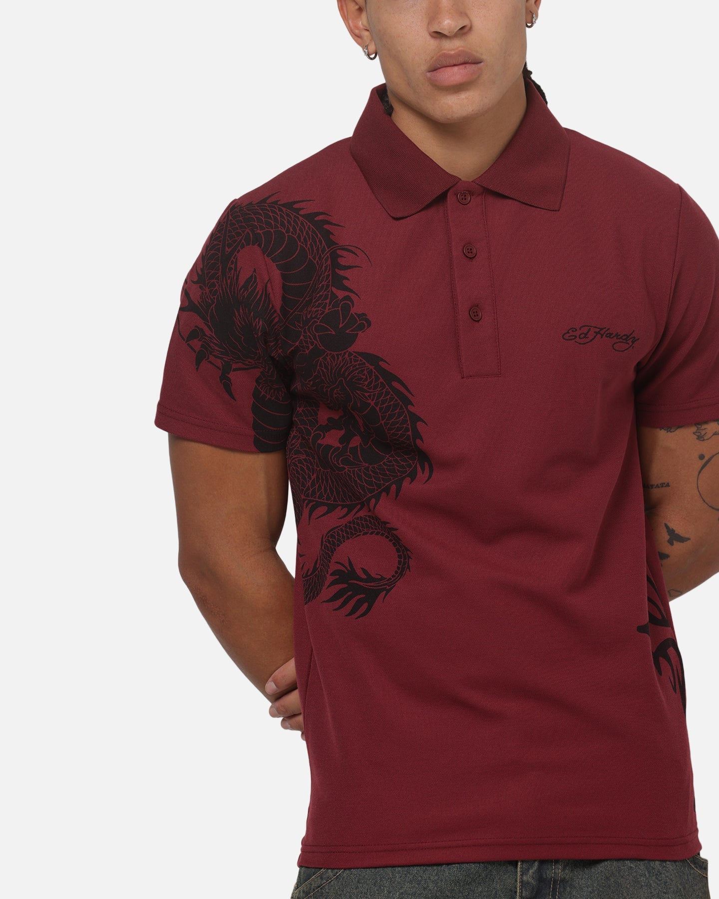 Ed Hardy Euro Polo Shirt Plum