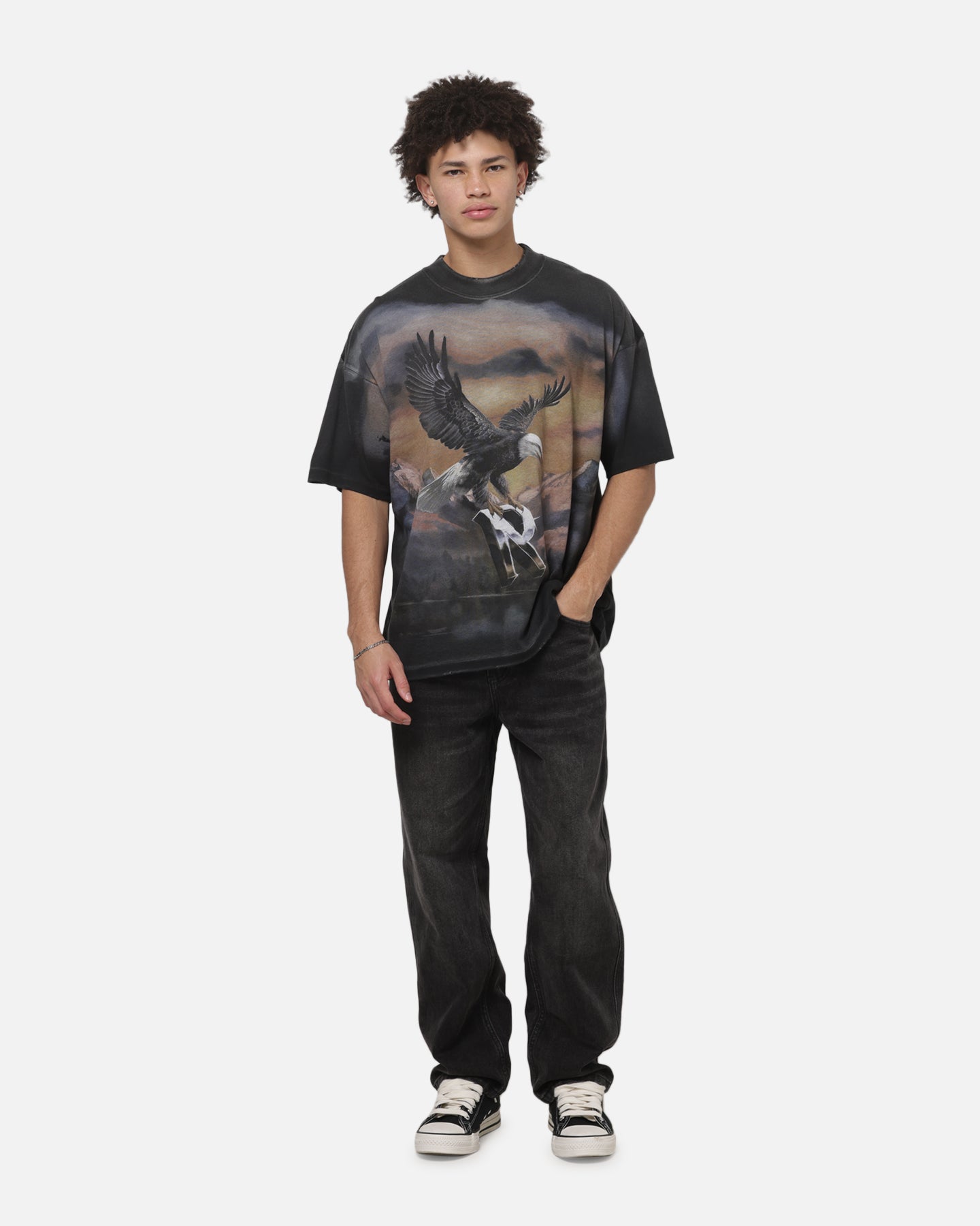 Represent Chrome Flight T-Shirt Stained Black
